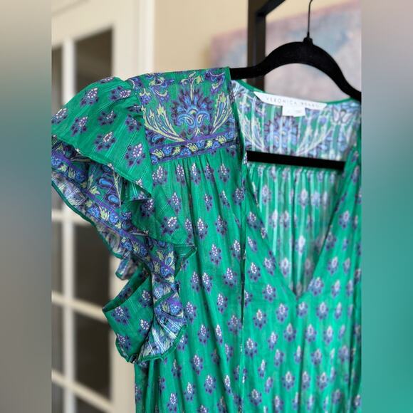 NEW Veronica Beard Brindelle Dress Kelly Green Paisley Mini Dress Women’s Size 4 - Picture 3 of 10